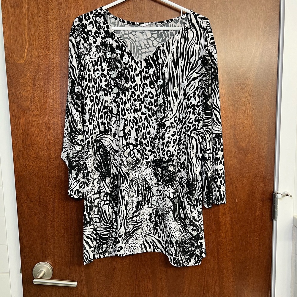 Allison Daley Animal Print 3/4 Sleeve Knit Top NWOT Size‎ XL